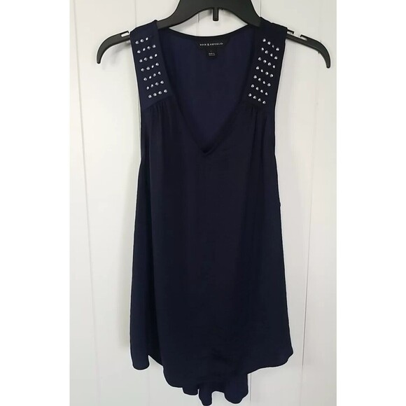 Rock & Republic Tops - Rock & Republic Shirt Top Womens Size Large Blue Studded Sleeveless